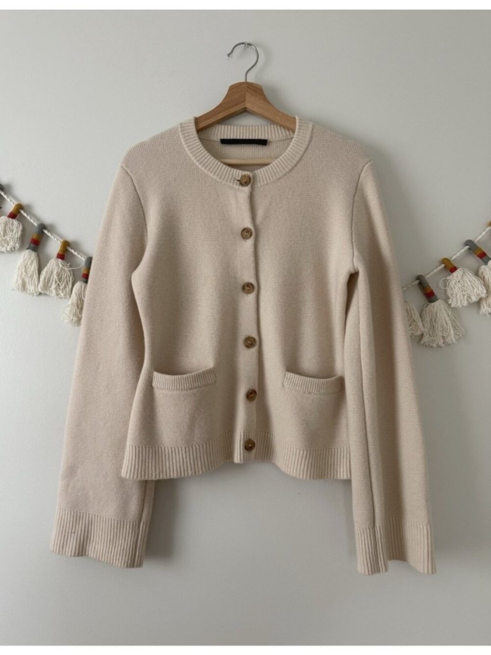 Jenni Kayne Copper Cardigan Wool Blend Button Front In Ivory Neutral Chunky $525
